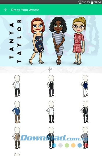 Lựa chọn trang phục cho nhân vật trên Bitmoji