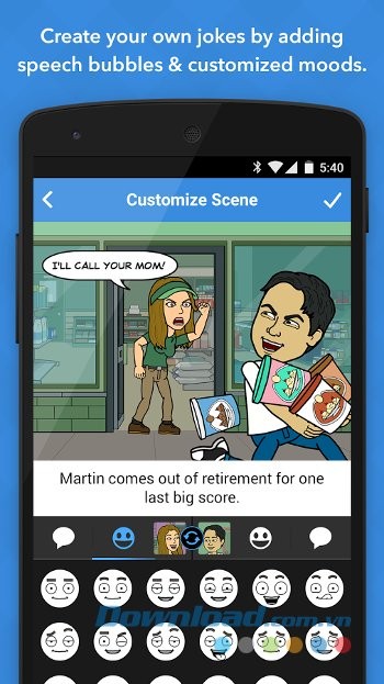 Thêm biểu tượng vào tranh trên Bitstrips