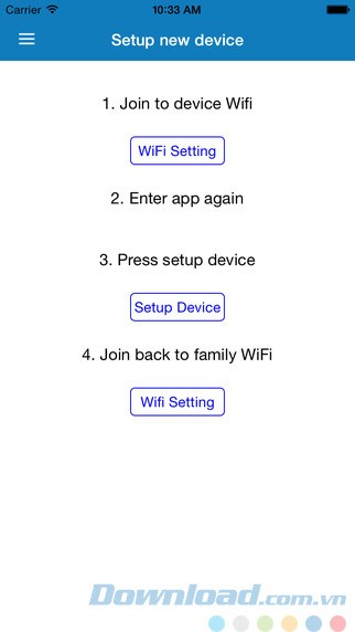 Giao diện cài đặt thiết bị mới