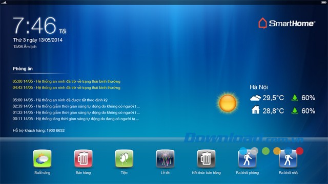 Giao diện chính của Bkav SmartHome