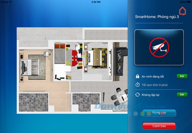 Giao diện điều khiển phòng ngủ