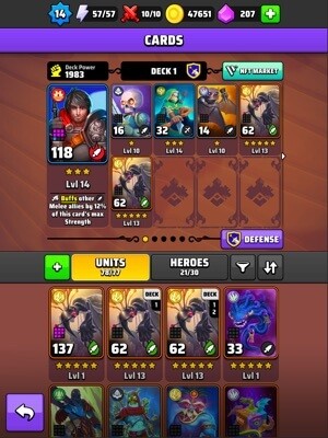 Vô số thẻ bài anh hùng cho bạn lựa chọn, nâng cấp