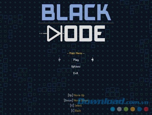 Main menu của game phiêu lưu giải đố Black Diode cho máy tính