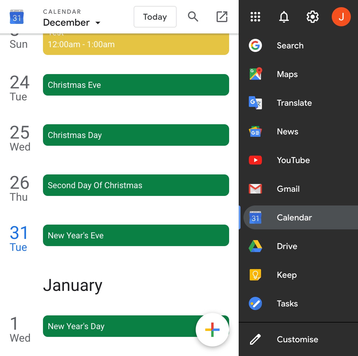 Black Menu for Google hỗ trợ đặt lịch