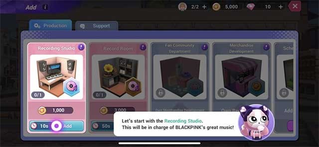 Xây các phòng cho studio