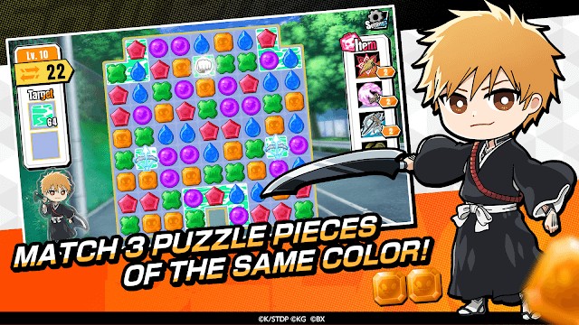 Chơi xếp hình match-3 với các nhân vật BLEACH trong game BLEACH Soul Puzzle
