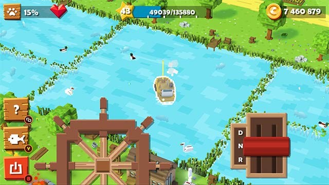 Câu cá, chèo thuyền và tham gia nhiều hoạt động khác trong khi chơi Blocky Farm game