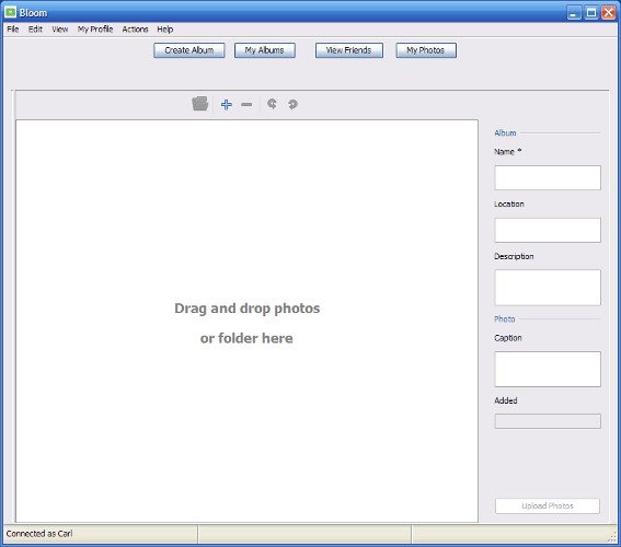 Up ảnh, upload video, tạo album với Bloom
