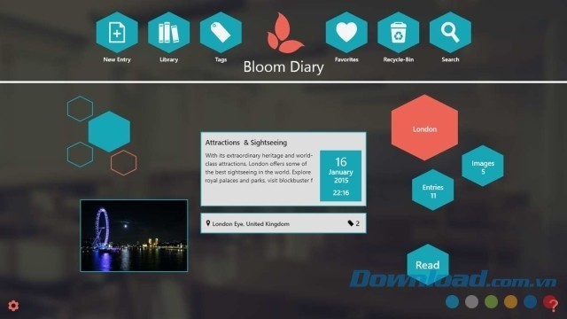 Ứng dụng viết nhật ký đa tiện ích Bloom Diary cho Windows
