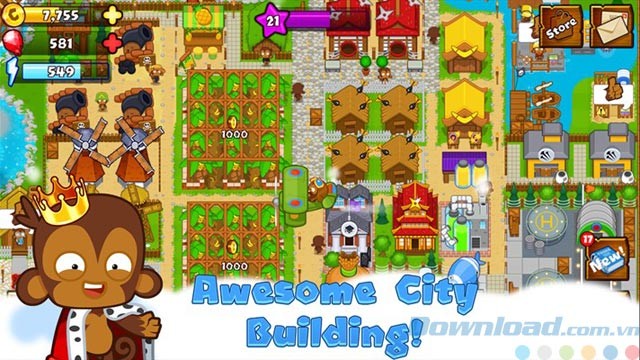 Giao diện game Bloons Monkey City