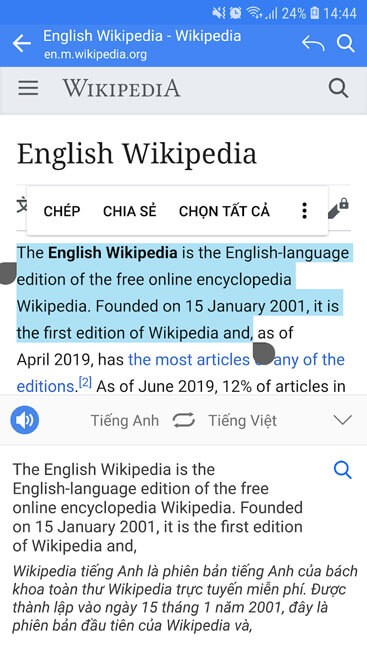 Dịch bằng cách sao chép văn bản