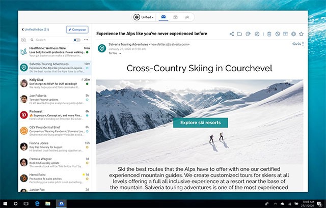 BlueMail sở hữu giao diện trực quan, tối ưu hóa cho người dùng