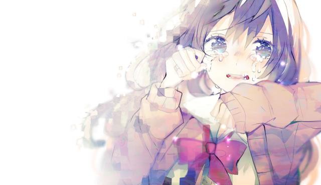 Hình nền anime cô gái đang khóc hết sức đáng yêu