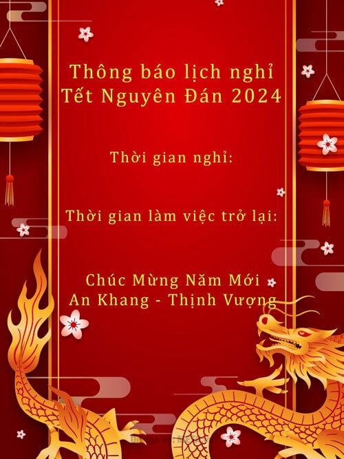 Mẫu thông báo nghỉ Tết Nguyên Đán màu đỏ