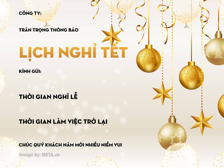 Mẫu thông báo lịch nghỉ Tết 2024 sang trọng