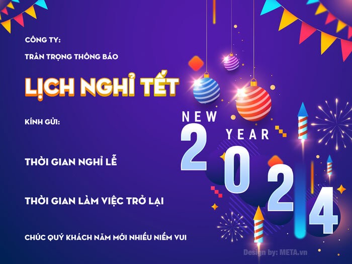Mẫu ảnnh thông báo nghỉ Tết Âm Lịch 2024