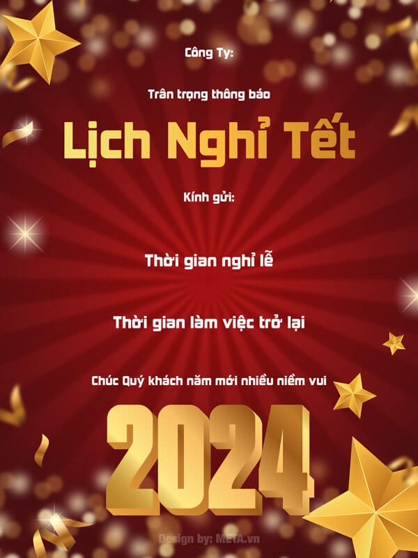 Ảnh thông báo nghỉ Tết Tây 2024