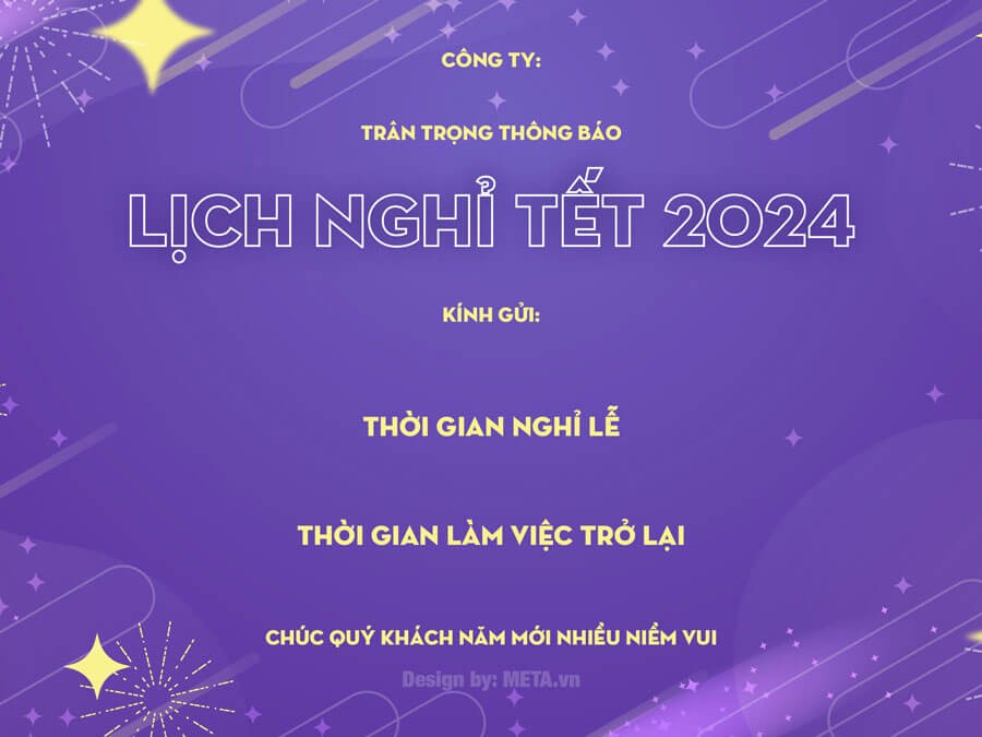 Mẫu thông báo lịch nghỉ Tết Âm
