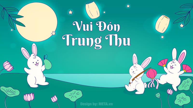 Mẫu Background Trung Thu màu xanh cực đẹp