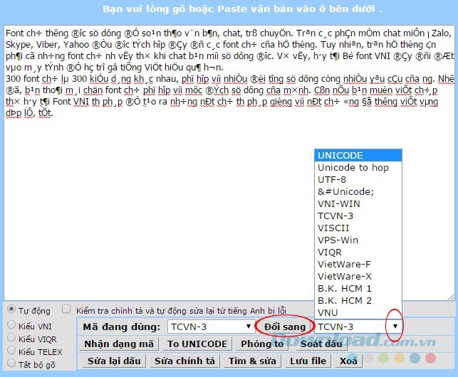Thay đổi font chữ online