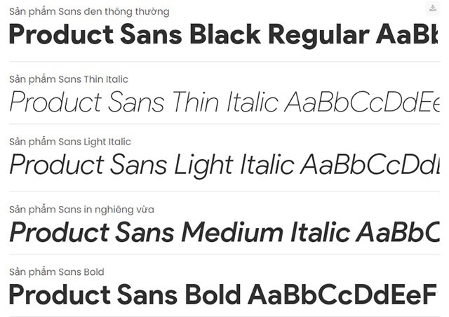 Download Bộ font chữ Google Sans