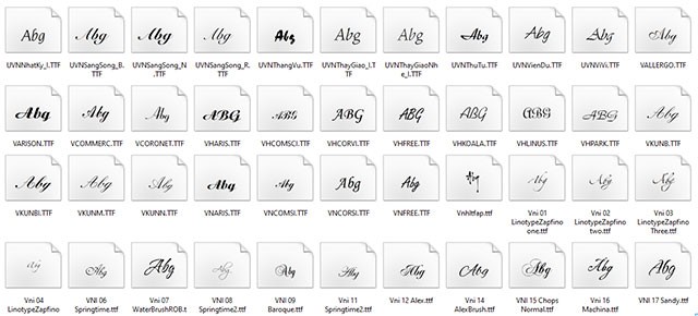 Bộ Font chữ viết tay tiếng Việt