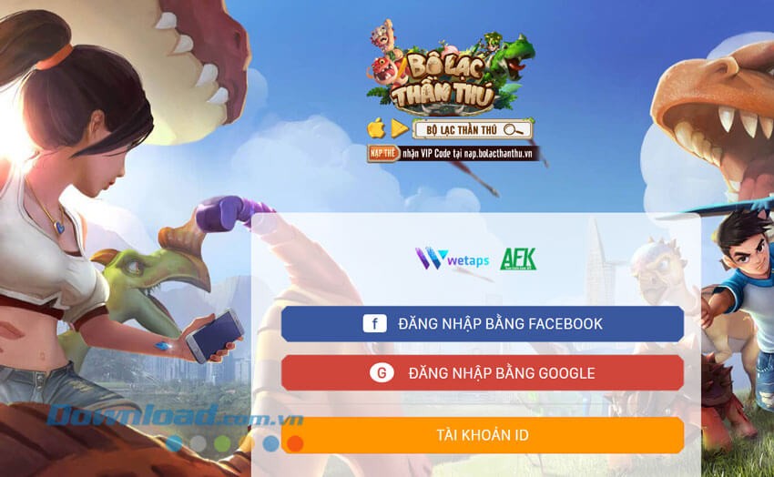 Giao diện đăng nhập tài khoản game Bộ Lạc Thần Thú Online
