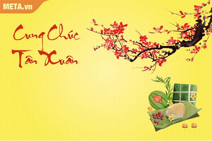 Mẫu thiệp chúc Tân xuân 2024 hoa đào