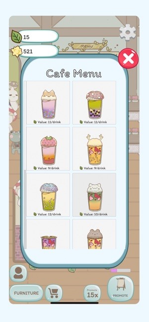 Menu đồ uống đa dạng