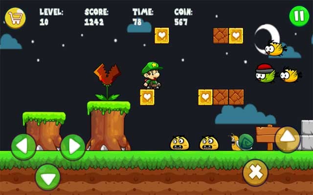 Bob's World Android có lối chơi đơn giản, nhiều kẻ thù đa dạng, đồ họa đẹp và âm thanh êm dịu