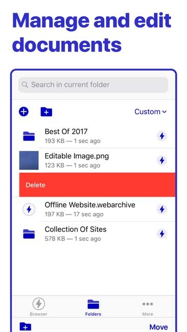 Bolt Browser and Documents cho iOS dễ sử dụng
