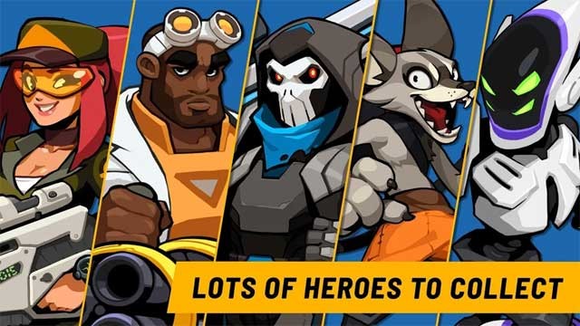 Vượt qua qua một loạt các màn chơi đầy màu sắc với 9 anh hùng khác nhau và kho vũ khí đồ sộ