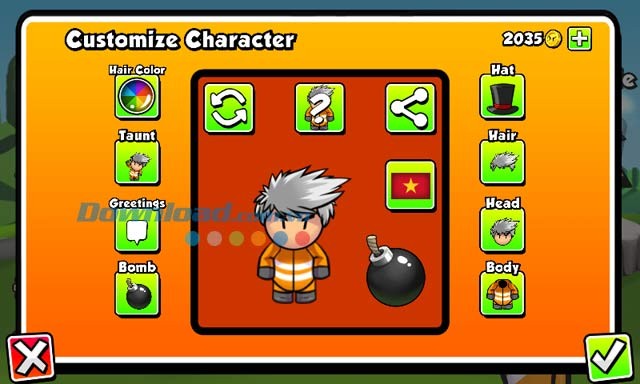 Tính năng tùy biến nhân vật trong Bomber Friends