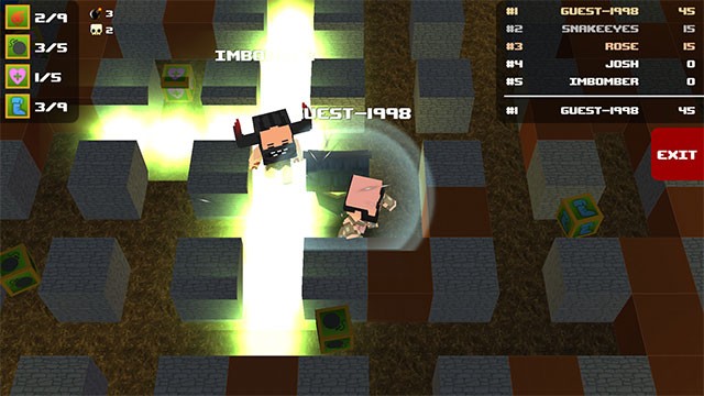 Game Bomber X sở hữu đồ họa khối vuông kiểu Minecraft