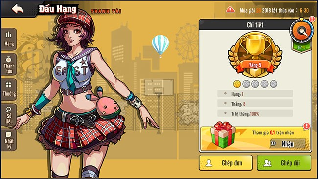 Chế độ đấu hạng trong bóng rổ mobi