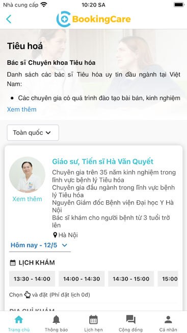 Cung cấp thông tin bác sĩ chi tiết