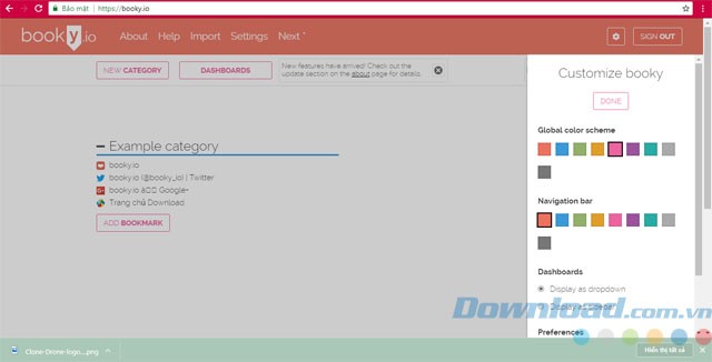 Tùy chỉnh giao diện Booky.io
