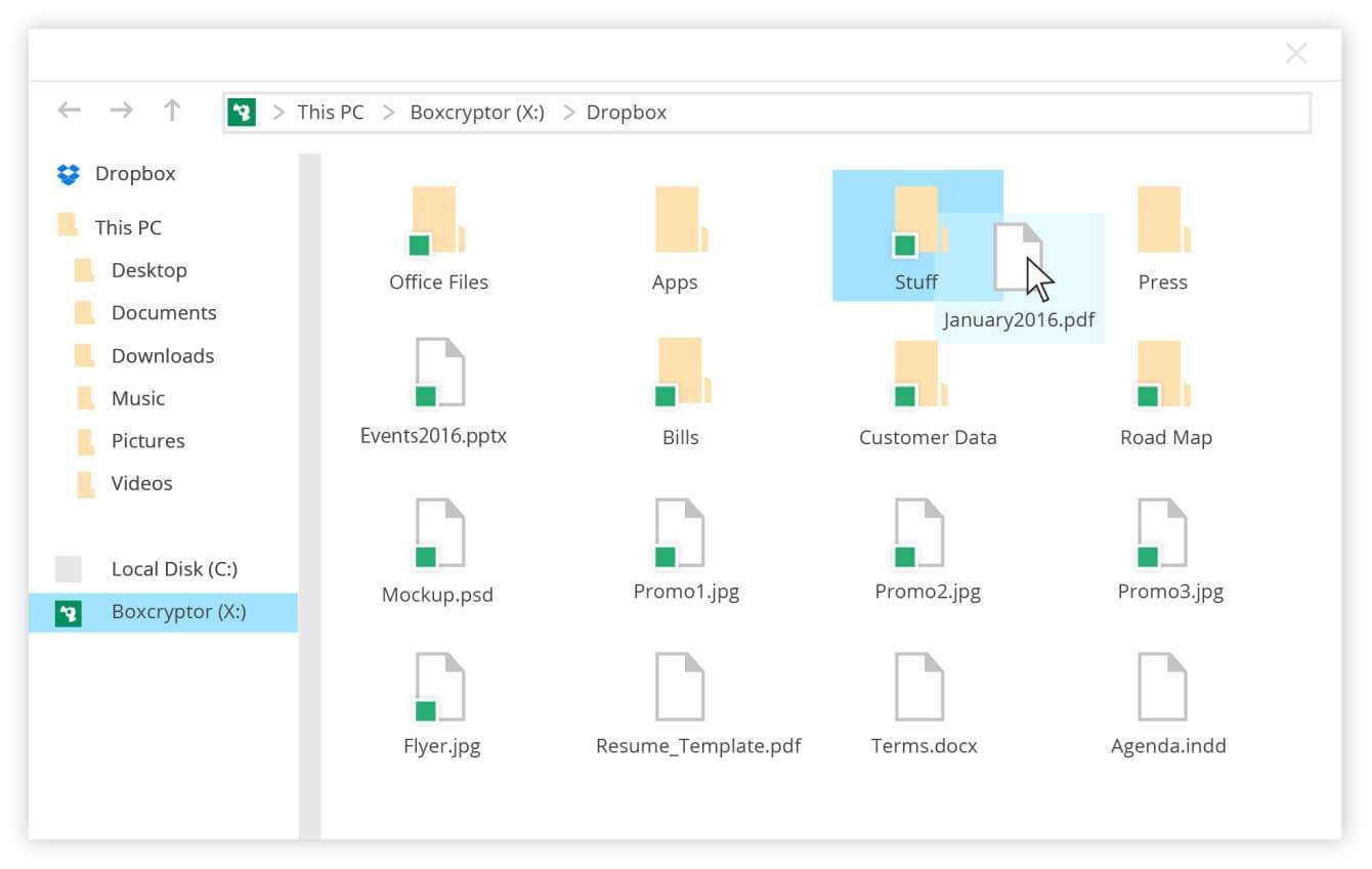 Giao diện BoxCryptor