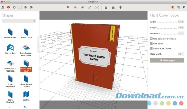 Giao diện chính của ứng dụng thiết kế đồ họa Boxshot cho Mac