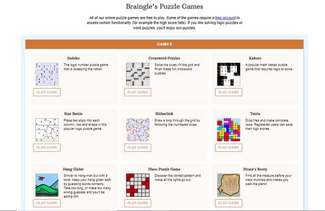 Braingle web có rất nhiều thể loại câu đố đang chờ bạn khám phá