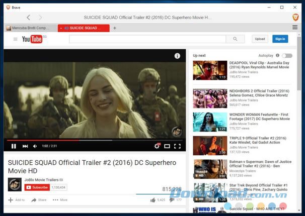 Xem Youtube trên Brave