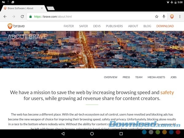 Mục tiêu của Brave Browser: Fast AdBlocker cho Android