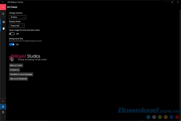 Các thiết lập của Brilli Wallpaper Changer
