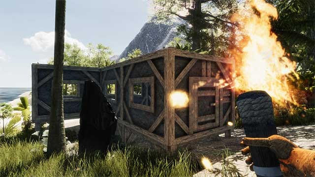 Chặt cây và đập đá để chế tạo công cụ, xây dựng căn cứ trong rừng