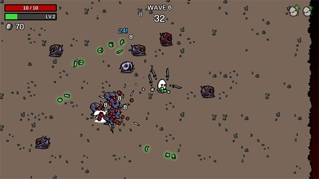 Game Brotato sở hữu nhịp độ cực nhanh và tàn khốc, không có chỗ cho sự tính toán hay cân nhắc