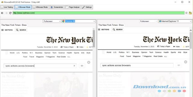 Website hiển thị trên 2 trình duyệt