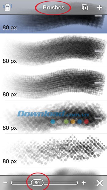 Điều chỉnh kích cỡ đầu bút