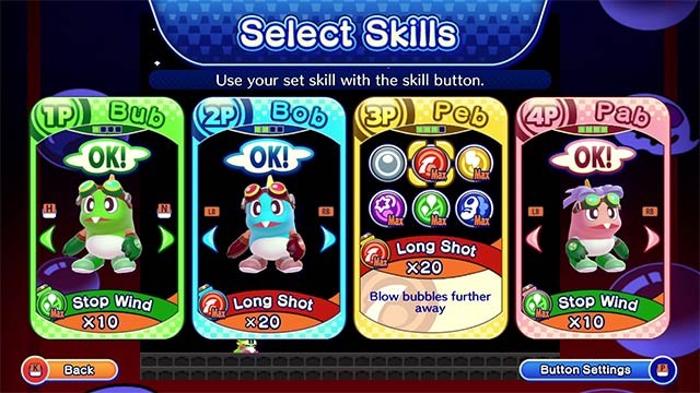 Sử dụng kỹ năng thổi bong bóng để né bẫy và tiêu diệt kẻ thù, boss khủng trong Bubble Bobble 4 Friends: The Baron's Workshop
