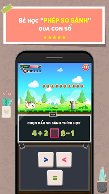 Bé học phép so sánh qua con số