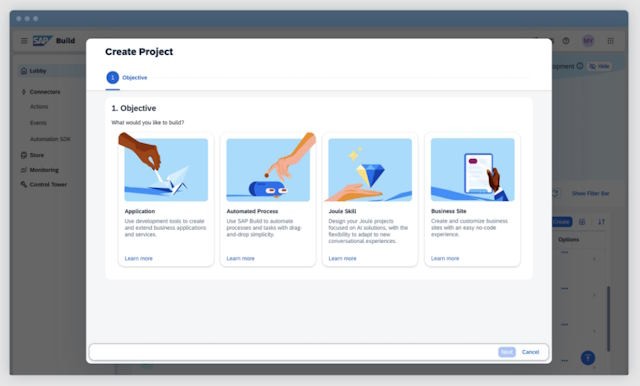 SAP Build cho phép người dùng tạo các ứng dụng doanh nghiệp